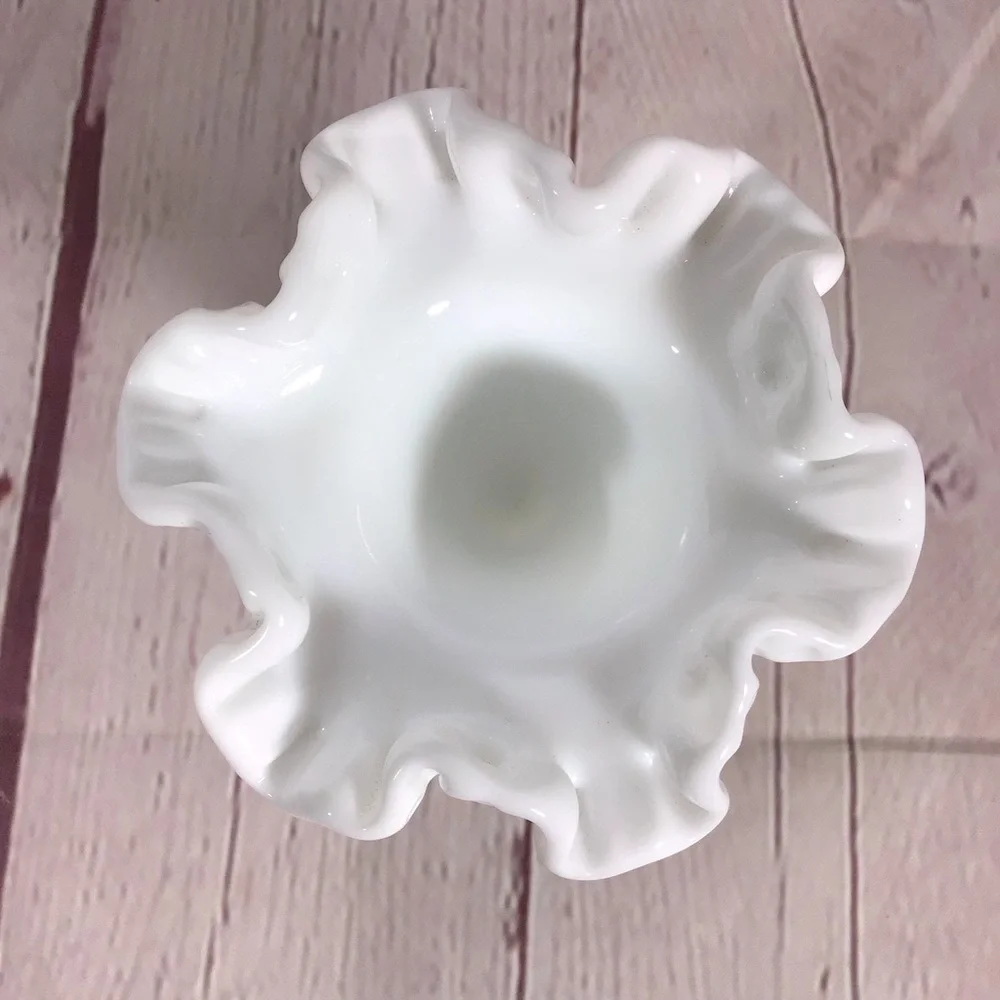 Vintage Fenton Milk Glass Fluted Hobnail Trumpet Vase
